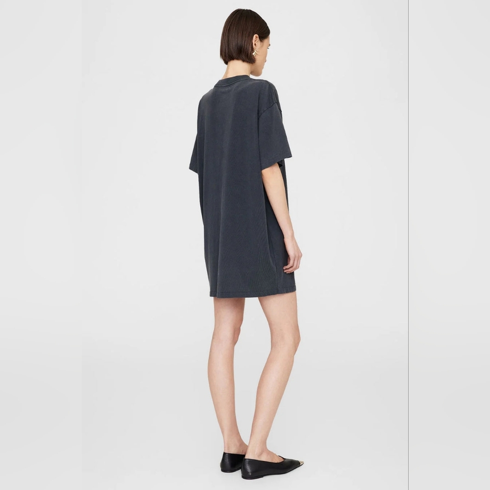 Anine Bing - Beth Mini Dress Letterman in Washed Black Size Small (oversized) - Picture 2 of 9